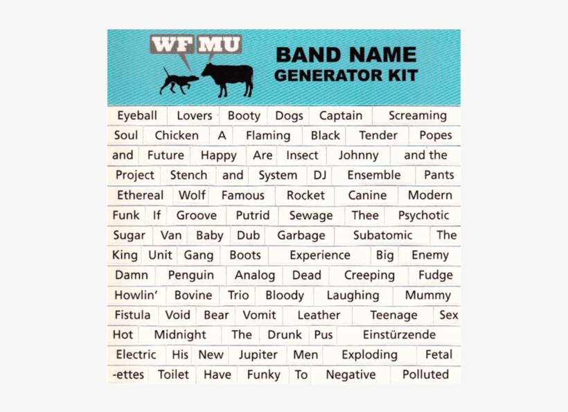 Wfmu's Band Name Generator Magnet Kit - Wfmu, transparent png #2980152