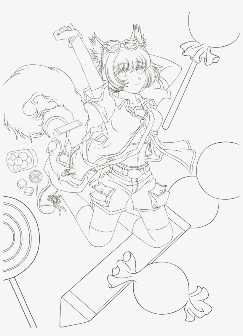 Candy Fox Lines By Witchcrystalchan - Anime, transparent png #2980633