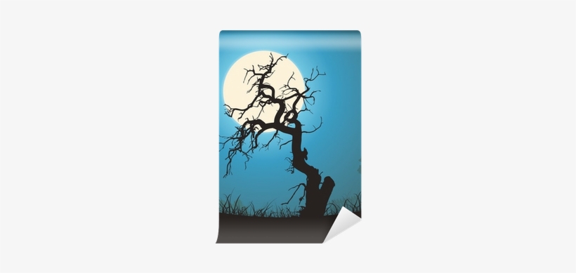 Dead Tree Silhouette In The Moonlight Wall Mural • - Dead Tree At Graveyard, transparent png #2980899