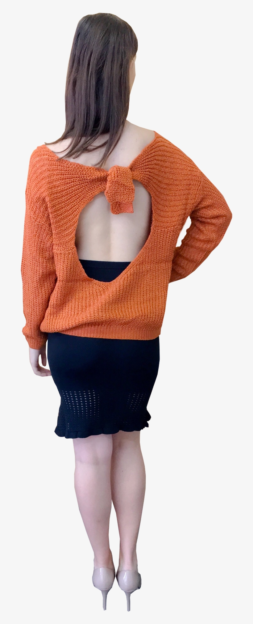 Tie Back Keyhole Jumper In Burnt Orange - Sleeve, transparent png #2982726