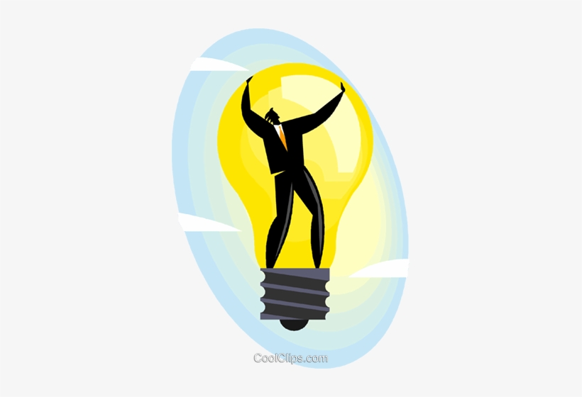 Businessman In A Light Bulb Royalty Free Vector Clip - Hombre Con Foco Png, transparent png #2983381