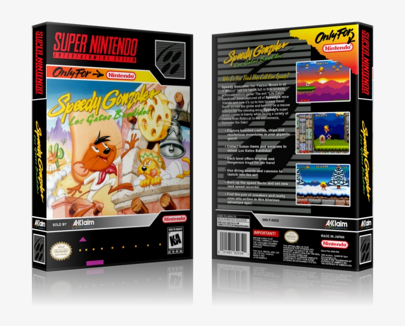 Speedy Gonzales Replacement Nintendo Snes Game Case - Speedy Gonzales Los Gatos Bandidos Super Nintendo Snes, transparent png #2983741