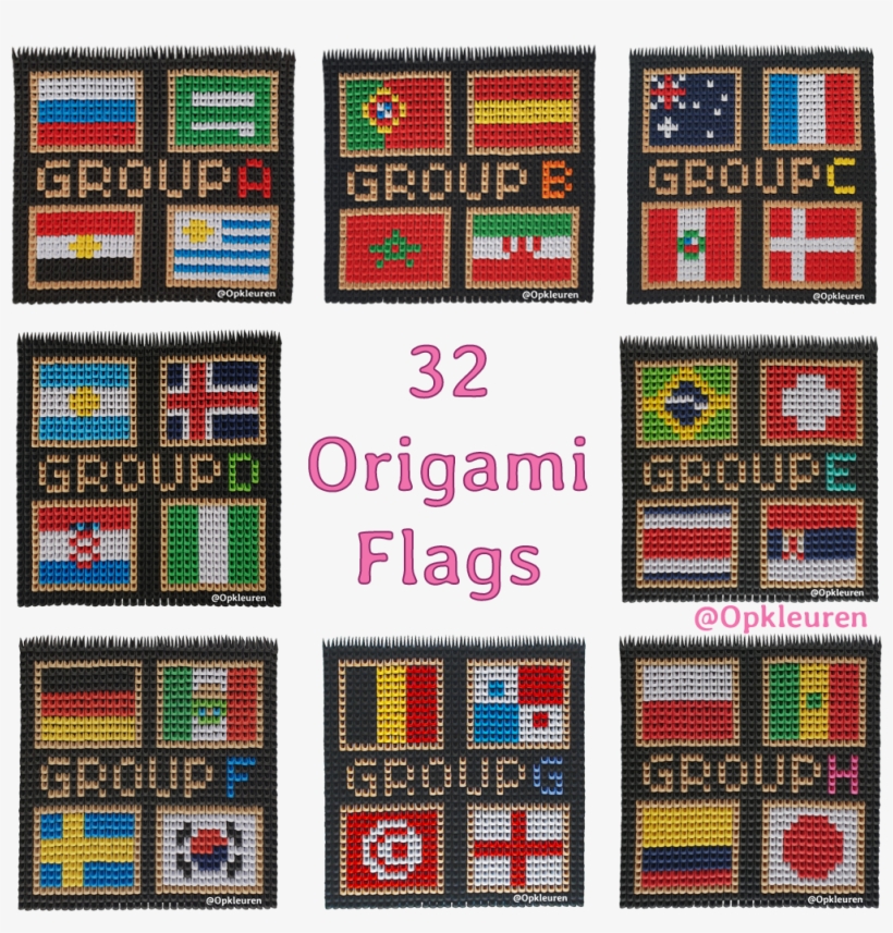 32 Origami Country Flags Fifa World Cup Edition - Cross-stitch, transparent png #2983850