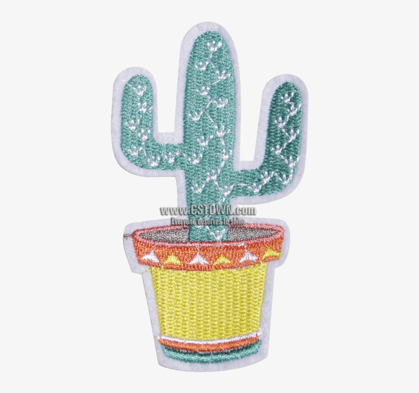Cartoon Cactus Embroidery Patch For Kids' Shirts - Yellow, transparent png #2983989