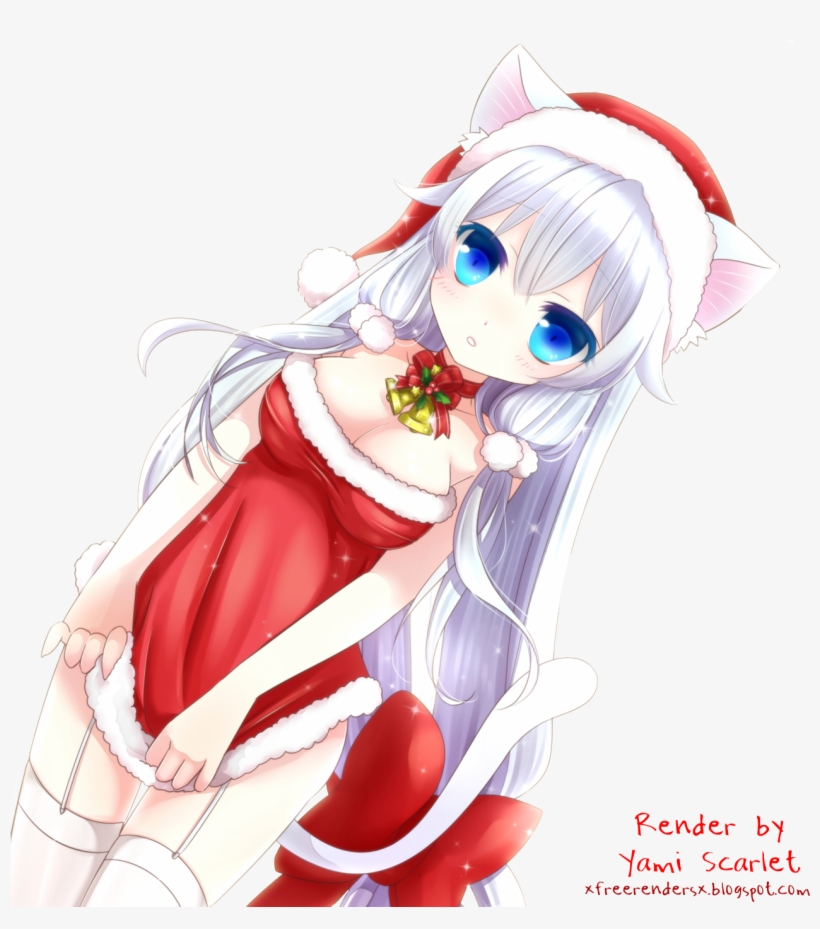 Navidad De Animes - Anime Girl White Hair Christmas, transparent png #2984742