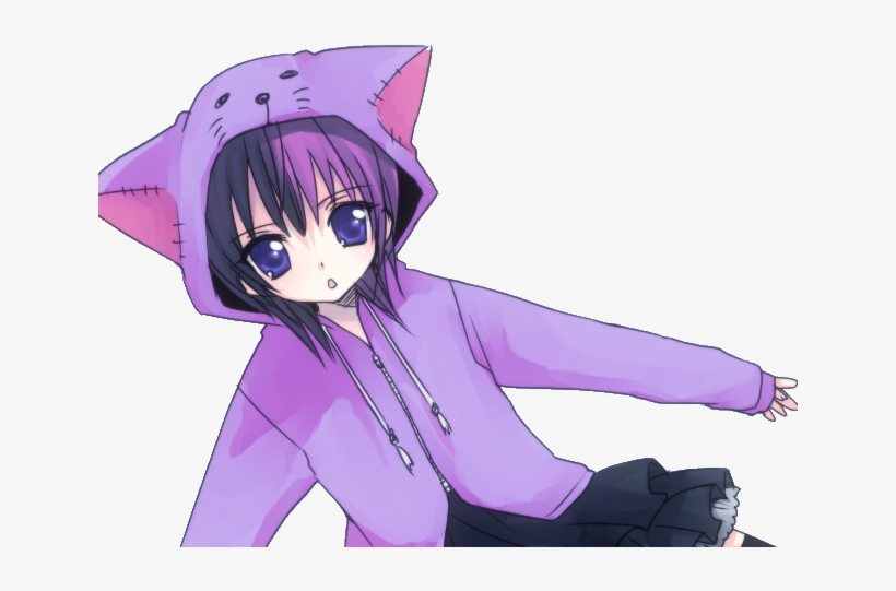 If Youwant Design - Purple Cat Anime Girl, transparent png #2984789