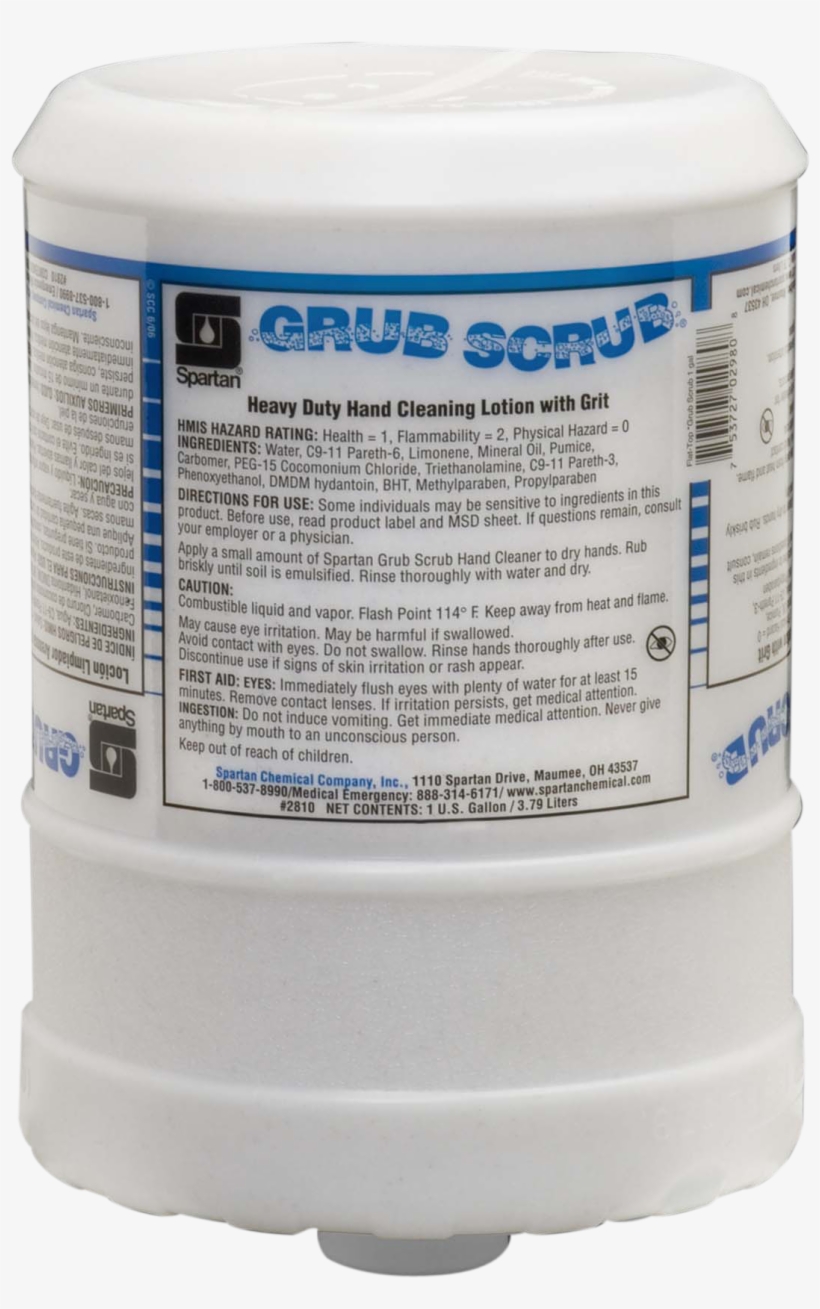 281004 Grub Scrub Flat Top - Spartan Grub Scrub Heavy Duty Hand Cleaner 1 Gallon, transparent png #2990574