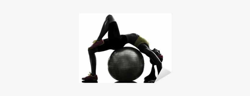 Supple Woman Exercising Fitness Ball Workout Silhouette - Treino Com Swiss Ball, transparent png #2990655