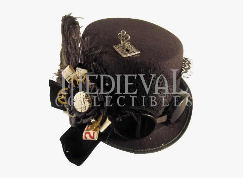 Black Geared Steampunk Riding Hat With Goggles - Hat, transparent png #2991257