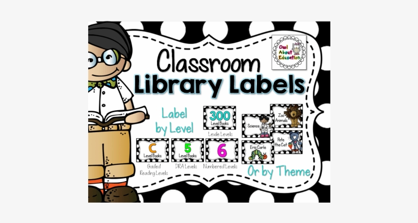 Classroom Library Labels {black And White Polka Dot} - Rico Design Stempel Alles Gute Rund 3,5cm, transparent png #2991636