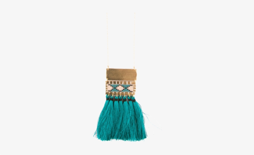 Boho Tassel Necklace Teal - Necklace, transparent png #2992080