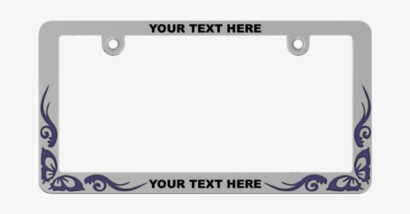 Chrome Butterfly Metal License Plate Tag Frame, transparent png #2993256