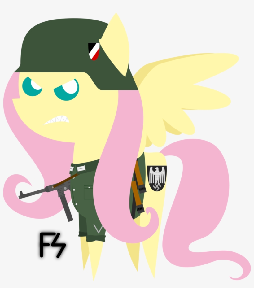 Facelesssoles, Clothes, Fluttershy, Helmet, Mp-40, - Portable Network Graphics, transparent png #2993633
