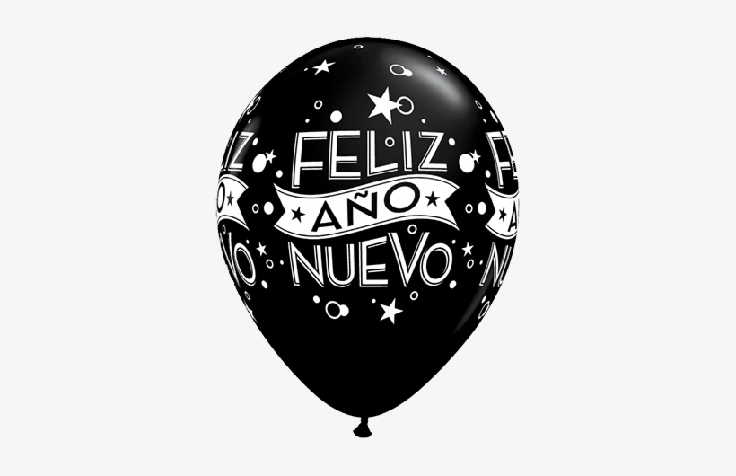 6 Globos Feliz Año Nuevo - Happy New Year Black Latex Balloons 6s, transparent png #2993738
