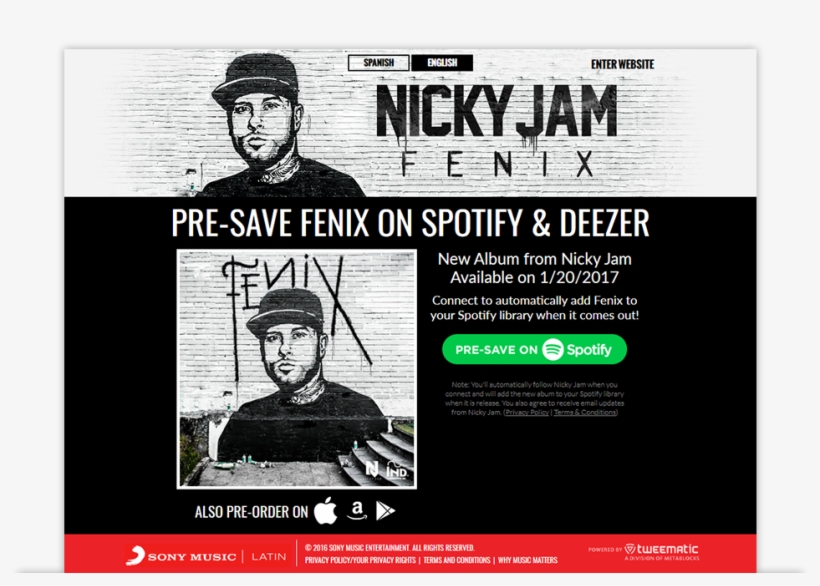 Nicky Jam Presave For Spotify - Spotify Pre Save Icon, transparent png #2994510