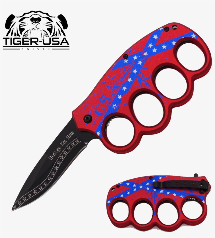 8 Inch Csa Rebel Flag Trigger Action Trench Knife, - Trench Knife, transparent png #2994761
