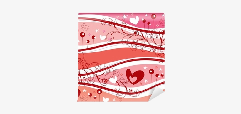 Pink Valentine Hearts And Curvy Swirls Wall Mural • - Retro Pink, transparent png #2995738