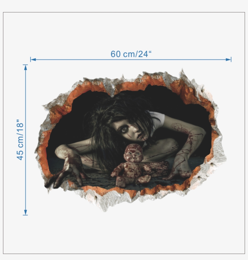 Horror Face Room Decor 3d Wall Stickers - Lovfa 3d Halloween Horror Wall Sticker Scary Bloody, transparent png #2996003