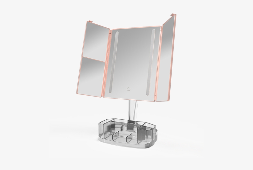 Rose Gold Mirror With Organizer 3 Fold Led Bluetooth Computer Rose Gold Mirror With Organizer 3 Fold
