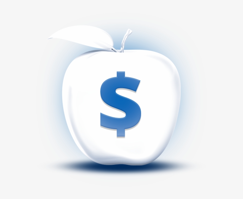 3d White Apple Dollar Sign Featuredcontent - Sales And Marketing Symbol, transparent png #2997019