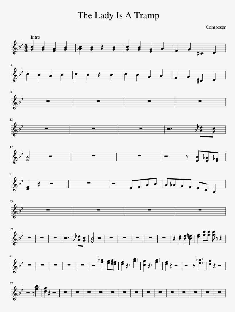 The Lady Is A Tramp Sheet Music Composed By Composer - Once Upon A Dream Sheet Music Violin, transparent png #2997129