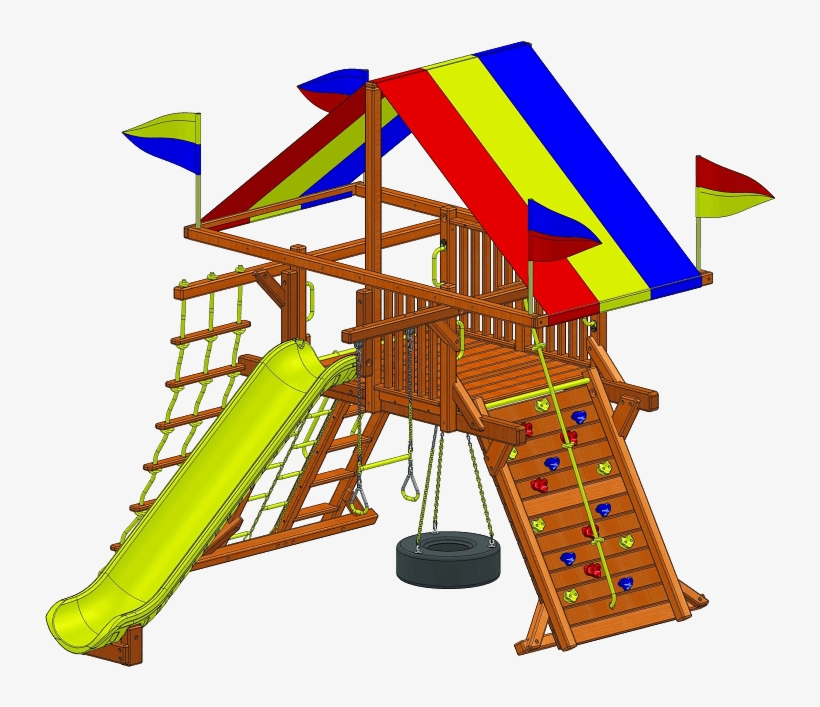 Castle Design Style * Angled Base With Tire Swing - Rainbow Playset, transparent png #2997405