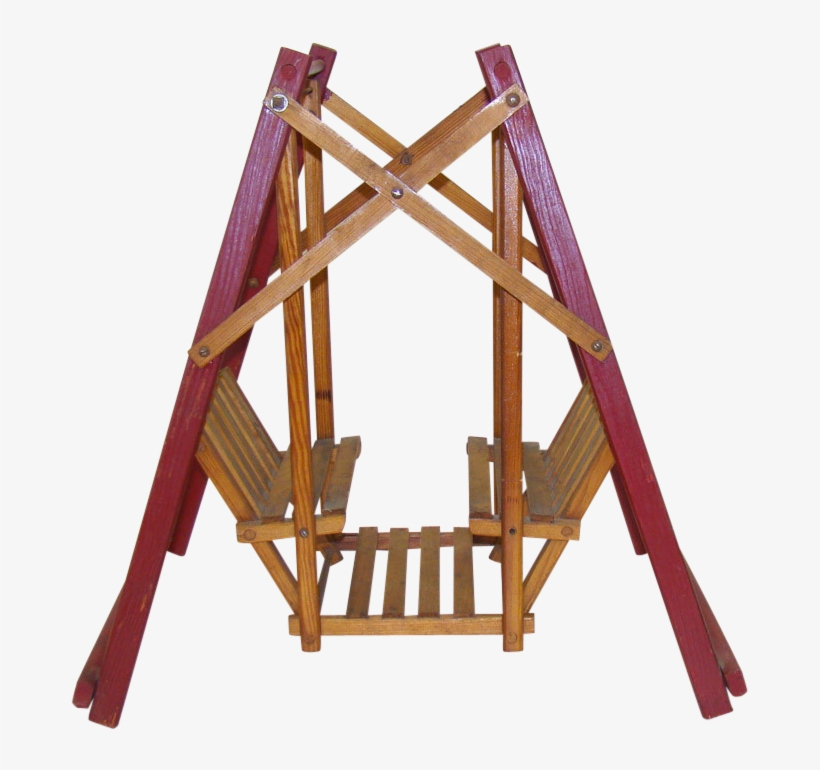 Miniature Wooden Swing Set With Original Paint - Swing, transparent png #2998161