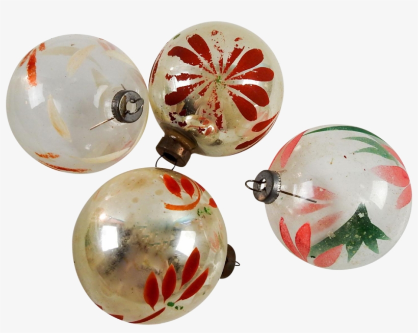 Vintage Silver & Clear Hand Painted Christmas Ornaments - Christmas Day, transparent png #2998577