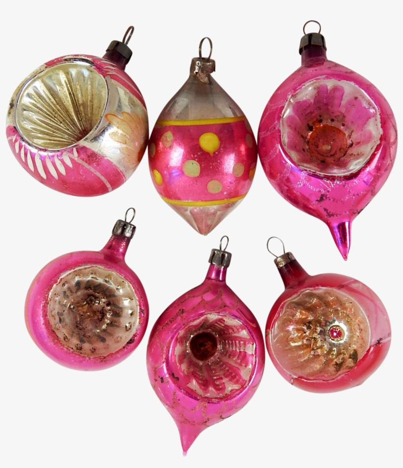 Hot Pink Vintage Blown Glass Christmans Ornaments - Earrings, transparent png #2998642