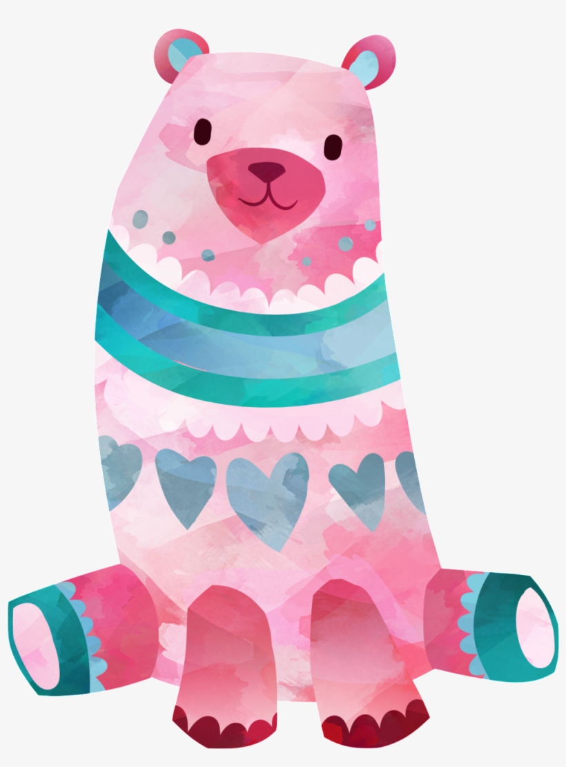 Cute Bear Watercolor Cartoon Png Images - Love Bear Beach Towel, transparent png #30029