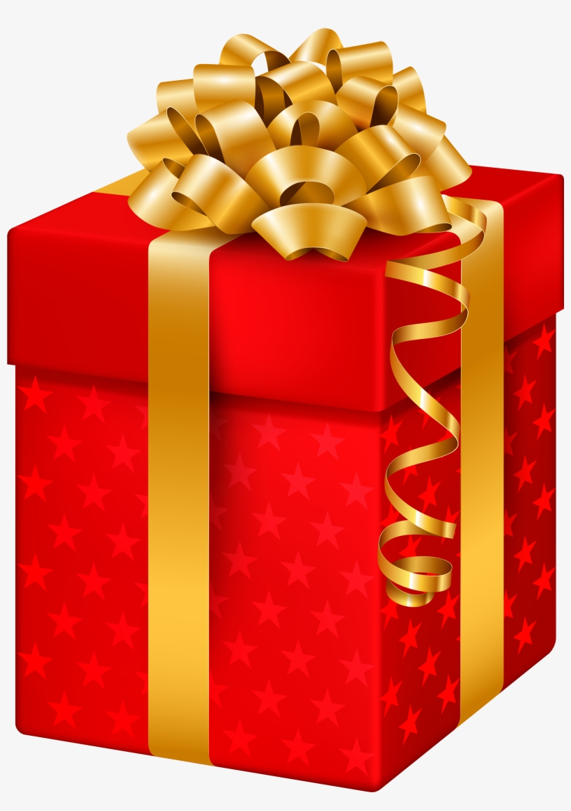 Red Gift Box With Stars Png Clipart - Clipart Of Christmas Gifts, transparent png #30369