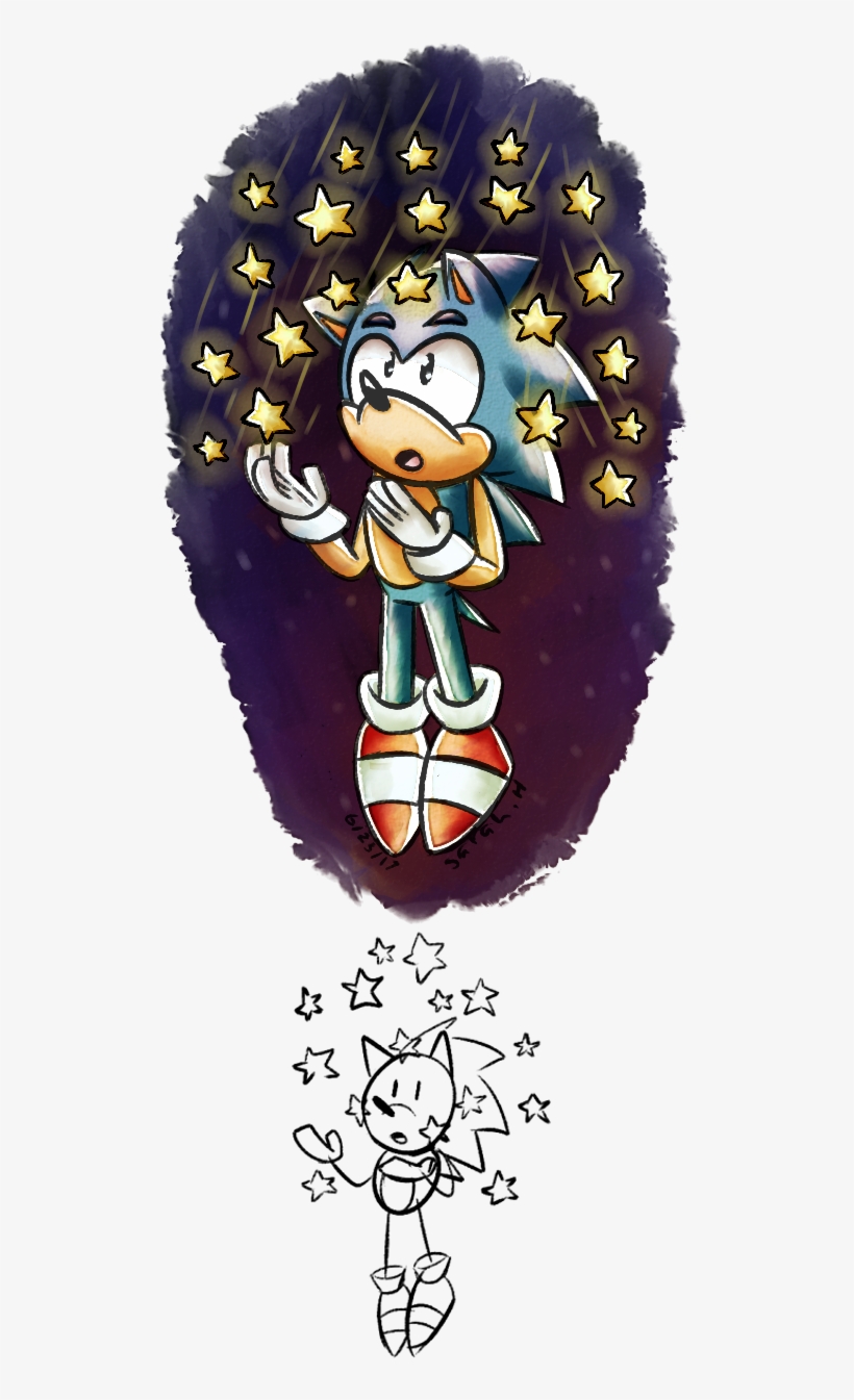 Happy Birthday Sonic Drew This Digital Watercolor Of - Watercolor Painting, transparent png #30443