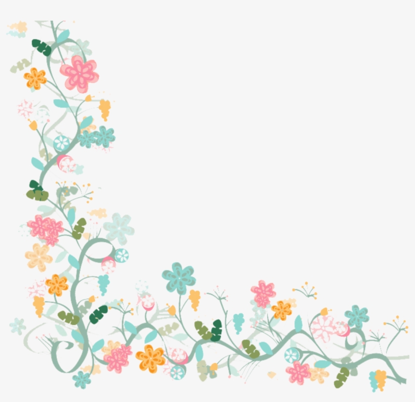 Ftestickers Watercolor Flowers Border Blue Colorful - Watercolor Flower Vector Border, transparent png #30793