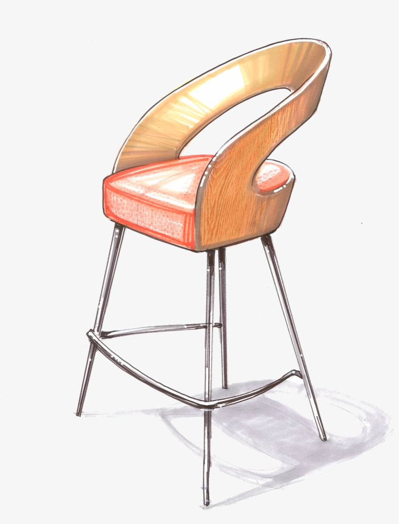 Chair Bar Stool Watercolor Painting Sketch - Furniture Sketches, transparent png #31253