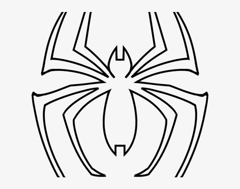 Spiderman Spider Logo Outline For Pumpkin Carving - Araña De Spiderman Para Colorear, transparent png #31299