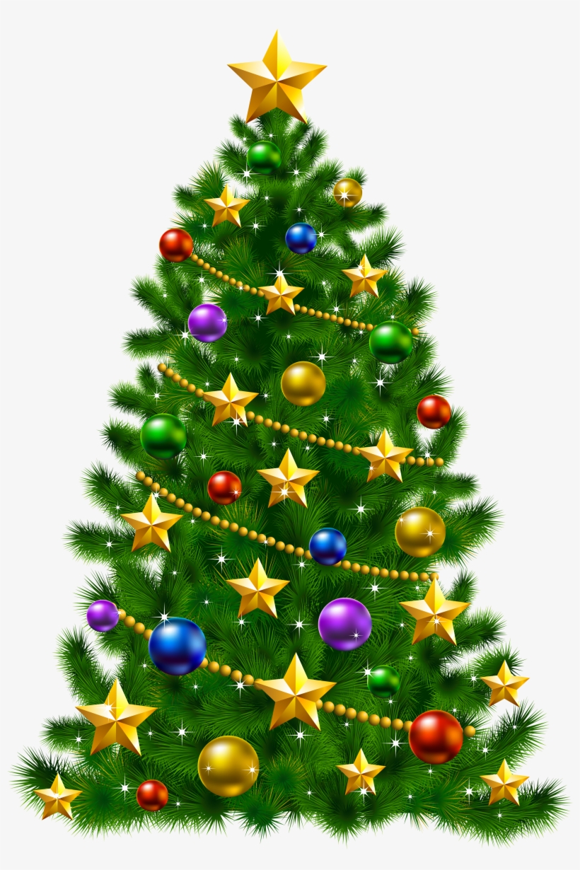 Vector Library Christmas Tree Star Clipart - Christmas Tree With Stars, transparent png #31617