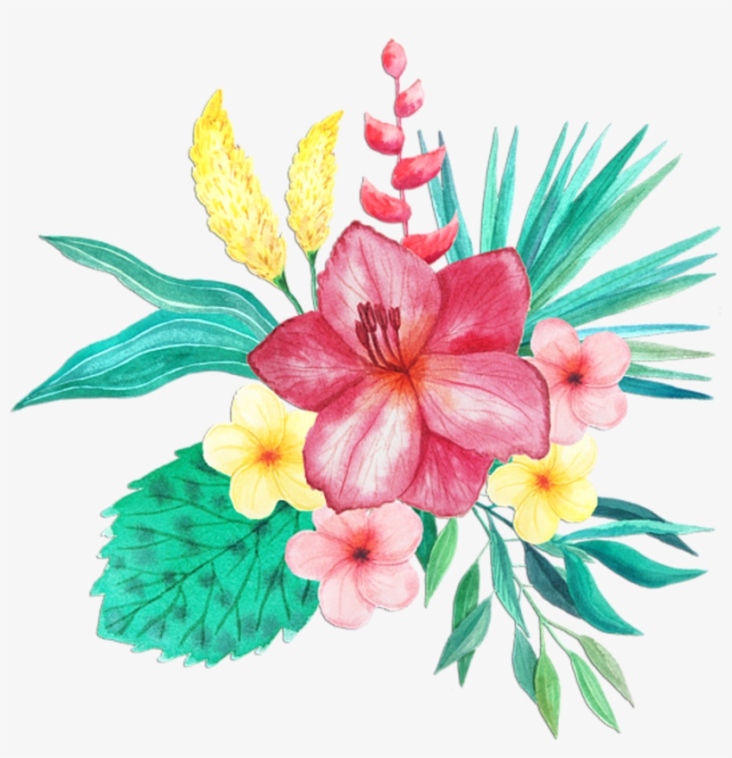 Bleed Area May Not Be Visible - Watercolor Tropical Flowers Png, transparent png #32151