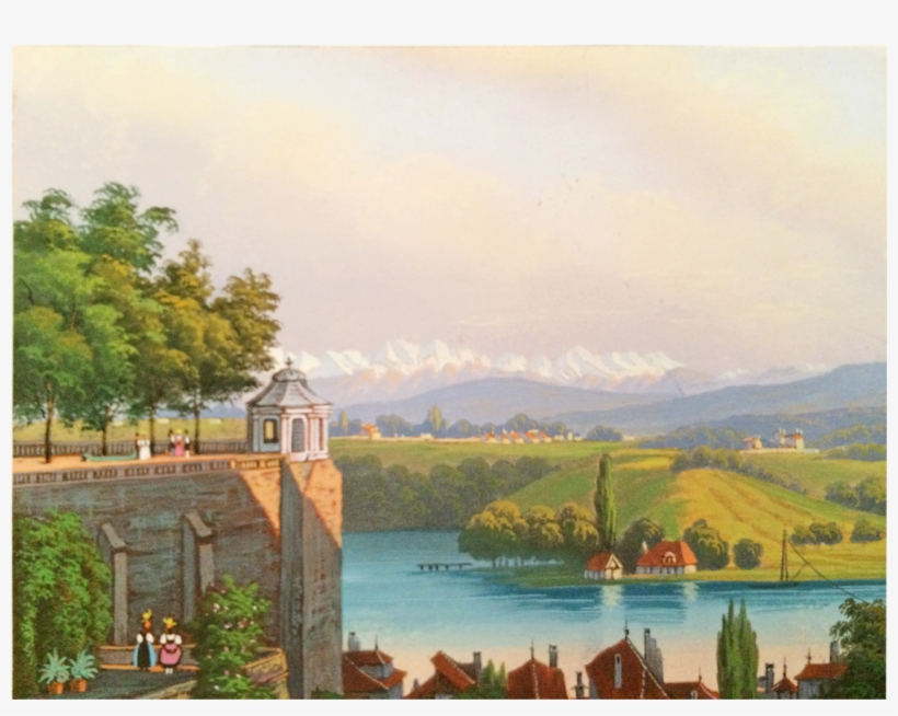 European Miniature Watercolor People And Scenic Town - Watercolor Painting, transparent png #32421