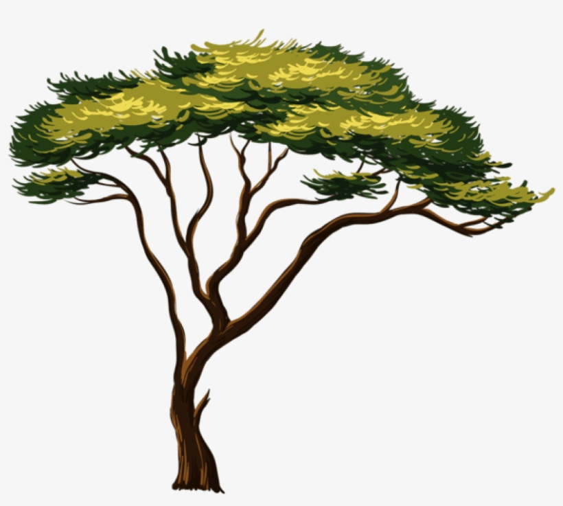 African Trees Silhouette At Getdrawings - Wall Sticker Safari Animals, transparent png #32542