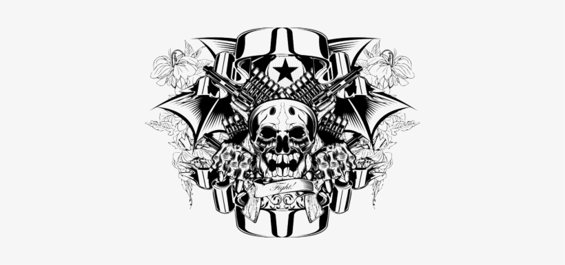 Body Art Tattoos Png Clipart - Skull And Crossed Guns Square Car Magnet 3" X 3", transparent png #32583