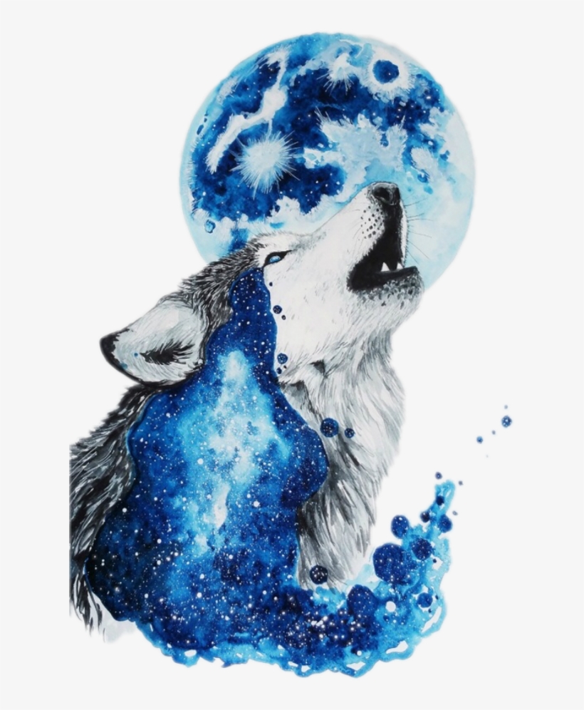 Wolf Lobo Moon Luna Galaxy Watercolor - Jonna Scandy Girl, transparent png #32798