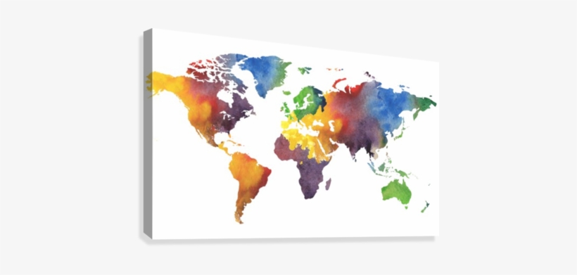 Colorful Map Of The World Watercolor Canvas Print - Pan-african Issues In Drugs And Drug Control By Anita, transparent png #34227