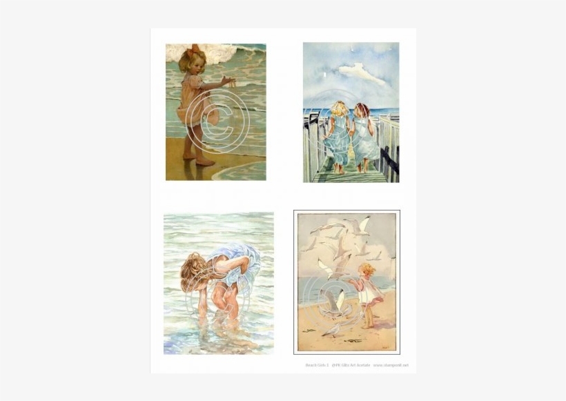 Beach Girls 1, Vintage Hues Acetate - Gallery-wrapped Canvas Art Print 11 X 14 Entitled The, transparent png #35086