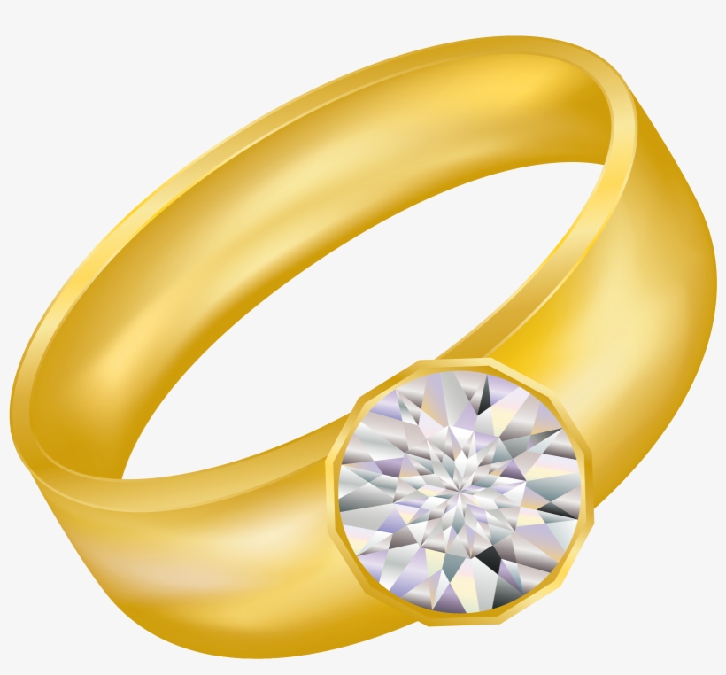 Transparent Gold Ring With Diamond Clipart - Gold Jewelry Clipart, transparent png #35343