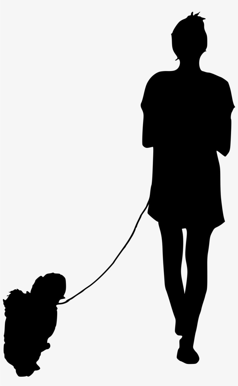Free Download - Person Walking Dog Silhouette, transparent png #35413