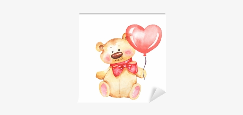 Teddy Bear With Balloon - Illustration, transparent png #35913