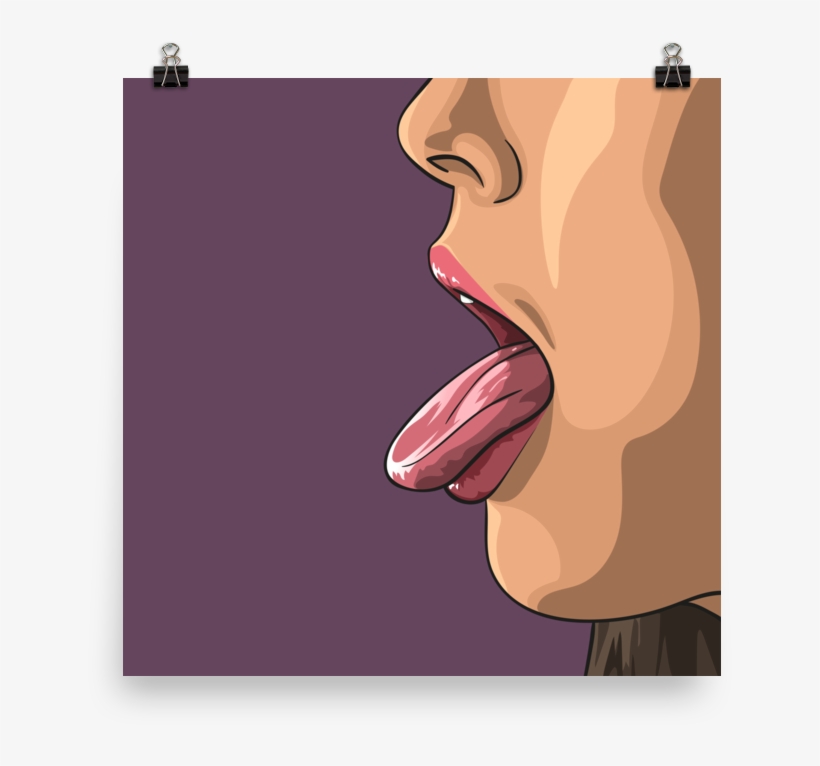 Printed Watercolour Hot Girl Poster Of A Sexy Woman - Tongue, transparent png #36052