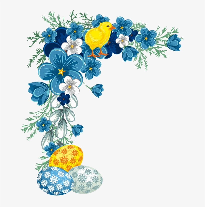 Easter Corner / Border Flower Border Png, Flower Border - Blue Flower Border, transparent png #36705