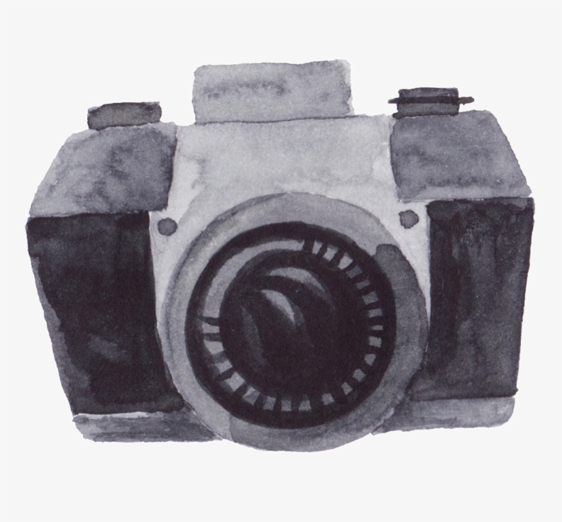 Watercolor Transparent For Retro Camera - Kamera Mit Azurblauem Blau-blätter Und Große Wanduhr, transparent png #37830