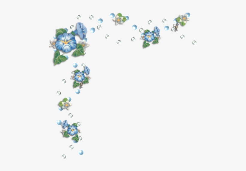 Blue Flower Clipart Corner Floral - Flower Borders & Corners, transparent png #38061